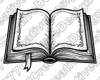 Open Book Vector Illustration, Book Svg, Book Png, Book Jpg, Book Art, Book Clipart, Cut Files, Book Silhouette, Reading Book, Blank Book
