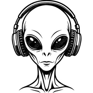 Alien Vector Illustration, Alien SVG, Alien PNG, Alien JPG, Alien Art, Alien Clipart, Cut Files, Alien Silhouette, Space Alien, Ufo Alien