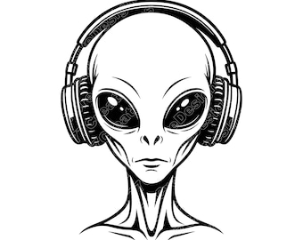 Alien Vector Illustration, Alien SVG, Alien PNG, Alien JPG, Alien Art, Alien Clipart, Cut Files, Alien Silhouette, Space Alien, Ufo Alien