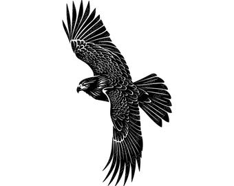 Eagle In Mid Flight Vector Illustration, Eagle SVG, Eagle PNG, JPG, Eagle Art, Eagle Clipart, Eagle Silhouette, Flying Eagle, Soaring Eagle