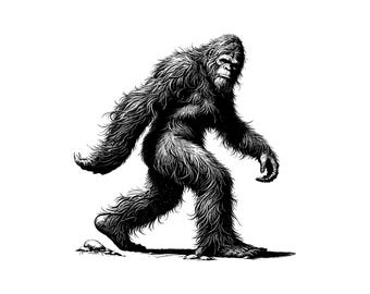 Bigfoot Vector Illustration, Bigfoot SVG, Bigfoot PNG, JPG, Bigfoot, Bigfoot Clipart, Bigfoot Silhouette, Yeti, Sasquatch, Mythical Bigfoot