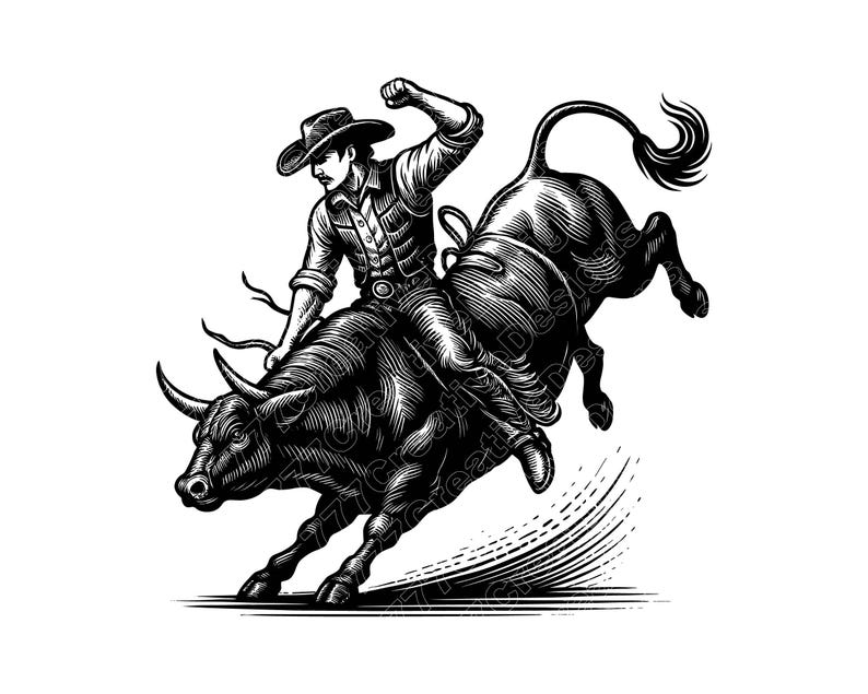 Bull Riding Rope Vector Image Bull Riding Vector Illustration, Bull Riding SVG, PNG, Bull Art, Cowboy ...