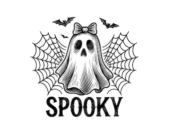 Spooky Ghost Halloween Vector Illustration, Ghost SVG, Ghost PNG, JPG, Ghost Art And Clipart, Ghost Silhouette, Scary Ghost, Haunted Ghost