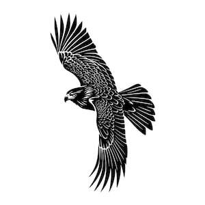 Eagle In Mid Flight Vector Illustration, Eagle SVG, Eagle PNG, JPG, Eagle Art, Eagle Clipart, Eagle Silhouette, Flying Eagle, Soaring Eagle
