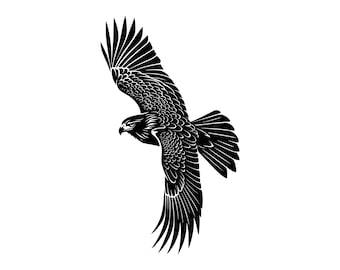 Eagle In Mid Flight Vector Illustration, Eagle SVG, Eagle PNG, JPG, Eagle Art, Eagle Clipart, Eagle Silhouette, Flying Eagle, Soaring Eagle