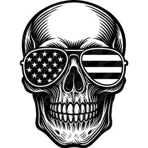 Skalle med USA-solglasögon vektorillustration, skalle SVG, skalle PNG, JPG, skalle Clipart, skalle siluett, amerikansk skalle, patriotisk skalle