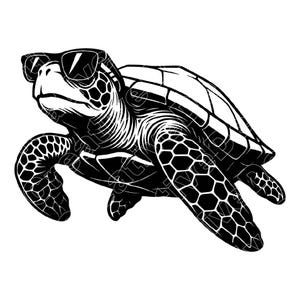 Sea Turtle Vector Illustration, Turtle Svg, Turtle Png, Jpg, Turtle Art, Turtle Clipart, Turtle Silhouette, Ocean Turtle, Swimming Turtle