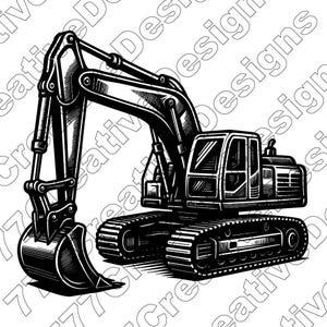 Excavator Vector Illustration, Excavator Svg, Excavator Png, Excavator Art, Excavator Clipart, Excavator Silhouette, Construction Excavator