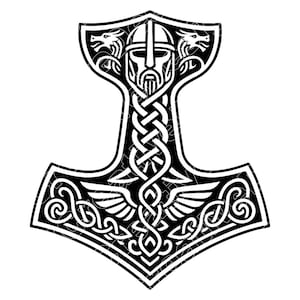Dragon Mjolnir Vector Illustration, Mjolnir Svg, Hammer Png, Mjolnir Art, Mjolnir Clipart, Mjolnir Silhouette, Norse Hammer, Dragon Hammer