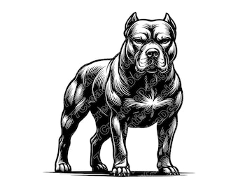 ピットブルの肖像画の描き方：ステンシル、タトゥー、または塗り絵