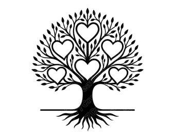 Family Tree Vector Illustration, Family Tree SVG, Tree PNG, Tree JPG, Tree Art, Tree Clipart, Tree Silhouette, Ancestry Tree, Genealogy Tree