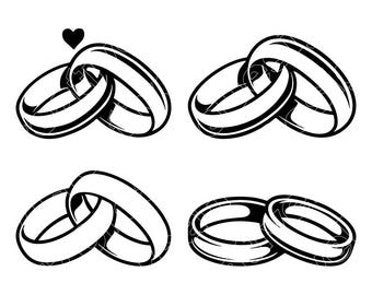 Marriage Rings Vector Illustration, Ring Svg, Ring Png, Rings Art, Wedding Clipart, Cut Files, Ring Silhouette, Bridal Design, Love Symbol