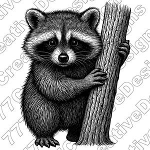 Raccoon Vector Illustration, Raccoon Svg, Raccoon Png, Raccoon Art, Pretty Raccoon Clipart, Raccoon Silhouette, Forest Raccoon, Cute Raccoon