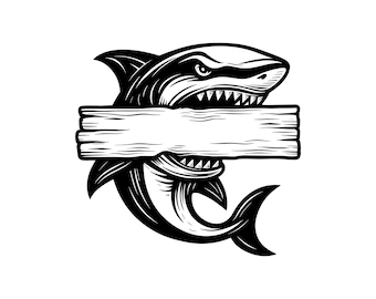 Shark Logo Vector Illustration, Shark SVG, Shark PNG, Shark JPG, Shark Art, Shark Clipart, Shark Silhouette, Ocean Shark, Aggressive Shark