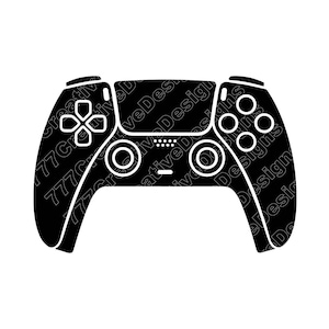 May include: Black and white graphic of a video game controller. The controller has a symmetrical design with a directional pad, buttons, and analog sticks. The design is modern and sleek, with a focus on functionality and aesthetics.