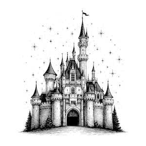 Cinderella Castle Vector Illustration, Cinderella Castle SVG, Fairytale Kingdom PNG, JPG, Castle Art, Castle Silhouette, Princess Palace