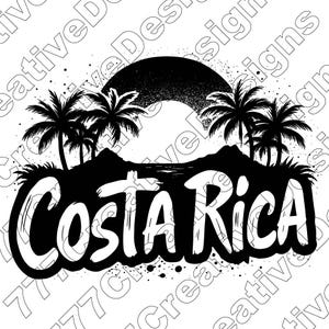 Costa Rica Sunset Vector Illustration, Costa Rica Svg, Sunset Png, Jpg, Tropical Art, Costa Rica Clipart, Costa Rica Silhouette, Beach Vibes