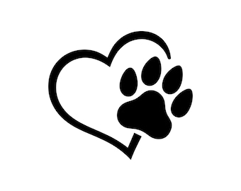 Dog Paw Heart Vector Illustration, Dog Paw SVG, Dog Paw PNG, Paw JPG, Paw Art, Paw Clipart, Paw Silhouette, Dog Paw Design, Puppy Paw Heart