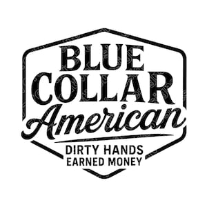 Blue Collar Hat Patch Vector Illustration, Worker SVG, PNG, JPG, Worker Art, Workwear Clipart, Worker Silhouette, Dirty Hands, Earned Money