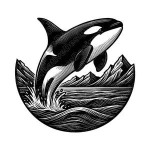 Orca Vector Illustration, Whale, Orca SVG, Orca PNG, Orca JPG, Orca Art, Orca Clipart, Cut Files, Orca Silhouette, Killer Whale, Ocean Orca