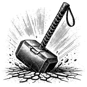 Marteau de Thor Mjolnir frappant au sol Vector Illustration, Mjolnir Svg, Mjolnir Png, Mjolnir Art & Clipart, Silhouette de marteau, marteau nordique