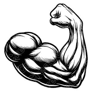 Bicep Muscle Flexing Vector Illustration, Muscle Flexing Svg, Png, Jpg, Bicep Art, Bicep Clipart, Bicep Silhouette, Flexed Arm, Gym Muscle