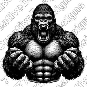 Gorilla Vector Illustration, Gorilla Svg, Png, Jpg, Gorilla Art, Gorilla Clipart, Cut File, Gorilla Silhouette, Wild Gorilla, Jungle Gorilla
