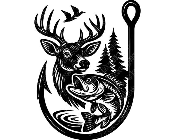 duck deer fish hook Deer Duck Fish Hook Vector Illustration, Deer SVG, Deer PNG, JPG, Hunting  Art and Clipart, Hunting Silhouette, Fishing Hook, Wild Duck Deer