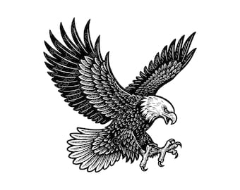 Bald Eagle Vector Illustration, Eagle SVG, Eagle PNG, Eagle JPG, Eagle Art, Eagle Clipart, Eagle Silhouette, American Eagle, Soaring Eagle
