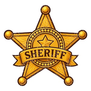 Sheriff Badge Vector Illustration, Sheriff Badge Svg, Badge Png, Jpg, Badge Art, Badge Clipart, Badge Silhouette, Western Badge, Star Badge