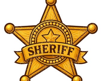 Sheriff Badge Vector Illustration, Sheriff Badge Svg, Badge Png, Jpg, Badge Art, Badge Clipart, Badge Silhouette, Western Badge, Star Badge