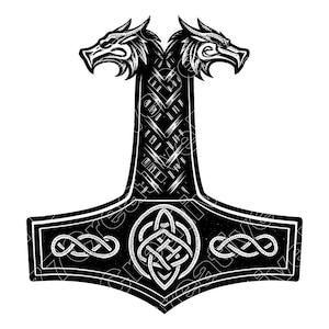 Mjolnir Vector Illustration, Mjolnir Svg, Mjolnir Png, Jpg, Mjolnir Art, Mjolnir Clipart, Mjolnir Silhouette, Thor Hammer, Norse Mjolnir