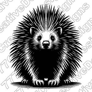 Porcupine Vector Illustration, Svg, Png, Jpg, Porcupine Art, Animal Clipart, Cut Files, Porcupine Silhouette, Wild Porcupine, Spiky Animal