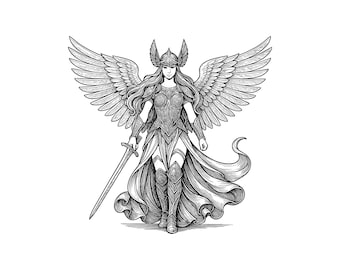 Valkyrie Vector Illustration, Valkyrie SVG, PNG, JPG, Valkyrie Art, Norse Clipart, Cut Files, Valkyrie Silhouette, Mythic Warrior, Viking