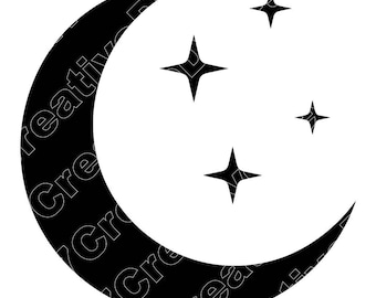 Crescent Moon Vector Illustration, Moon SVG, Moon PNG, Crescent Moon JPG, Moon Art, Moon Clipart, Moon Silhouette, Night Moon, Lunar Moon