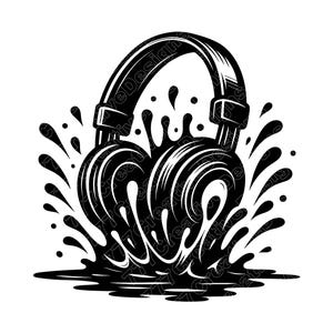 Headphones Splash Vector Illustration, Headphones SVG, PNG, JPG, Headphones Art, Headphones Clipart, Headphones Silhouette, Music Headphones