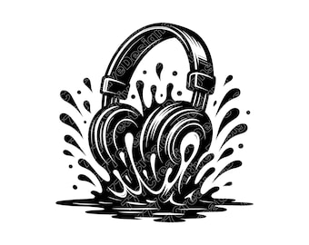 Headphones Splash Vector Illustration, Headphones SVG, PNG, JPG, Headphones Art, Headphones Clipart, Headphones Silhouette, Music Headphones