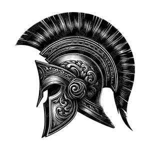Ilustración vectorial de casco espartano, SVG de casco, PNG de casco, arte de casco, clipart espartano, silueta de casco, casco de guerrero, casco antiguo