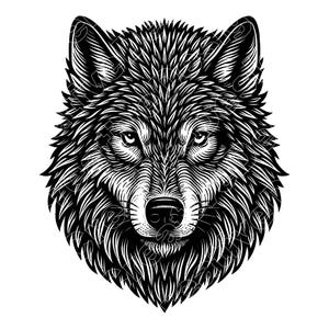 Wolf Head Vector Illustration, Wolf Head SVG, Wolf Head PNG, Wolf Head JPG, Wolf Art, Wolf Clipart, Wolf Silhouette, Howling Wolf, Wild Wolf