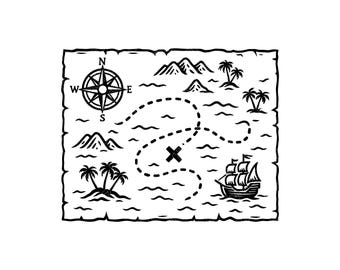 Adventure Treasure Map Vector Illustration, Map SVG, Map PNG, JPG, Treasure Map Art, Map Clipart, Pirate Map, Old Map, Vintage Treasure Map