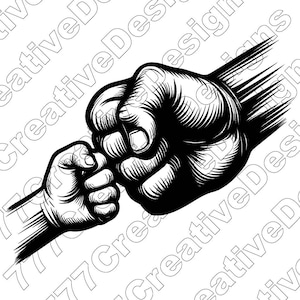 Fist Bump Vector Illustration, Fist Bump Svg, Fist Bump Png, Fist Art, Father & Son Fist Bump, Fist Bump Silhouette, Father&#39;s Day, Dad Baby