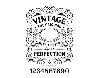 Whiskey Label Birthday Vector Illustration, Whiskey SVG, Beer PNG, JPG, Whiskey Art, Whiskey Silhouette, Vintage Whiskey, Birthday Whiskey