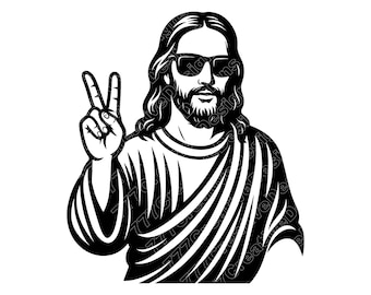 Cool Jesus Vector Illustration, Jesus SVG, Jesus PNG, Jesus JPG, Jesus Art, Jesus Clipart, Jesus Silhouette, Modern Jesus, Stylish Jesus