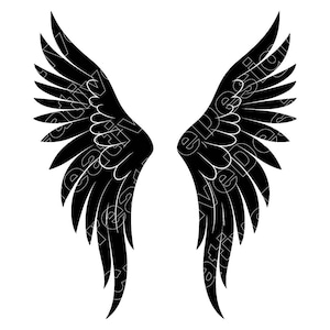 Angel Wings Vector Illustration, Wings Svg, Wings Png, Wings Art, Wings Clipart, Cut Files, Wings Silhouette, Celestial Wings, Feather Wings