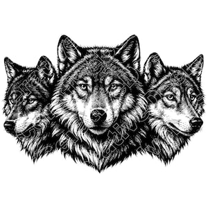 Wolf Pack Vector Illustration, Wolf Svg, Wolf Png, Jpg, Wolf Art, Wolf Clipart, Howling Wolf, Wolf Silhouette, Wild Wolves, Forest Wolves