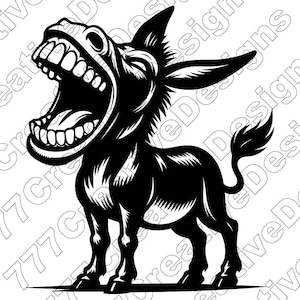 Laughing Donkey Vector Illustration, Donkey Svg, Donkey Png, Donkey Art, Funny Donkey Clipart, Donkey Silhouette, Funny Donkey, Happy Donkey