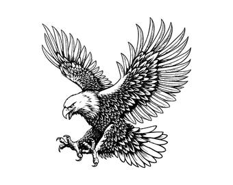Eagle Attack Vector Illustration, Eagle SVG, Eagle PNG, Eagle JPG, Eagle Art, Eagle Clipart, Eagle Silhouette, Flying Eagle, Hunting Eagle