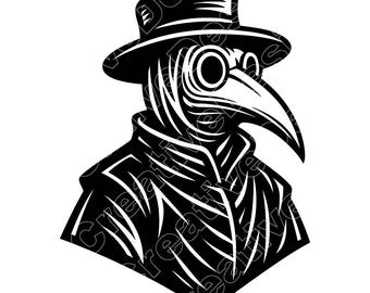 Pestdoktor, Vektor-Illustration, Arzt SVG, Arzt PNG, JPG, Arzt Clipart, Pest Silhouette, mittelalterlicher Pestdoktor, maskierte Pest