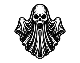 Halloween Ghost Vector Illustration, Ghost SVG, Ghost PNG, Ghost JPG, Ghost Art, Ghost Clipart, Ghost Silhouette, Spooky Ghost, Scary Ghost