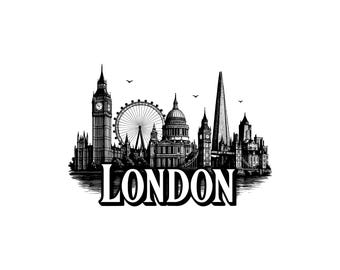 London City Skyline Vector Illustration, London SVG, London PNG, London JPG, Skyline Art, London Clipart, Skyline Silhouette, Urban London